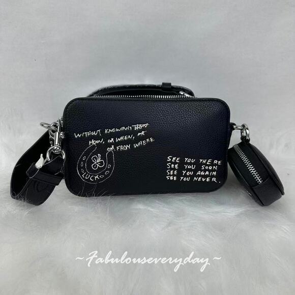 Coach Charter Slim Crossbody Bag With Sketch Print In Leather/Black CAM96 NWT - Picture 4 of 9